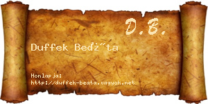 Duffek Beáta névjegykártya