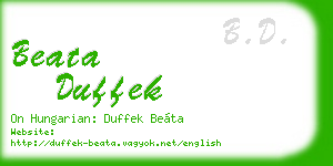 beata duffek business card